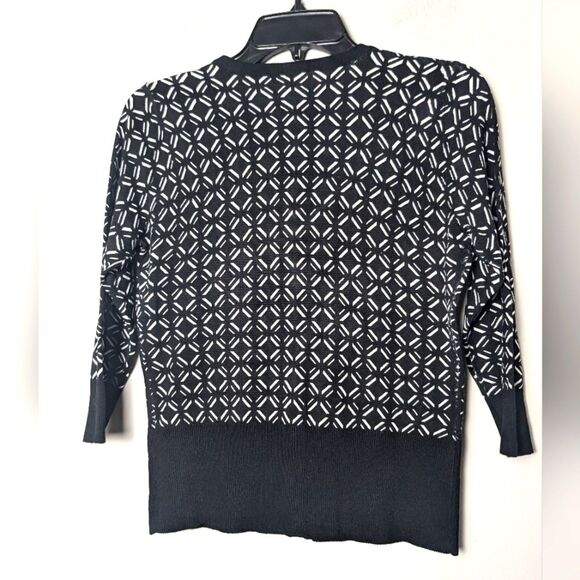 WHBM snap button sweater black white pattern sz S office preppy - Picture 2 of 8